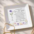 To My Beautiful Granddaughter Custom Birth Flower Jewelry Dish - Personalized Custom Jewelry Dish, Square Ceramic Dish - GDT808_SCRD