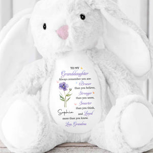 To My Granddaughter Always Remember You Are Braver Purple Flower - Personalized Stuffed Bunny - GDT810_BUN