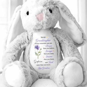 To My Granddaughter Always Remember You Are Braver Purple Flower - Personalized Stuffed Bunny - GDT810_BUN