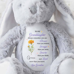 To My Granddaughter Always Remember You Are Braver Purple Flower - Personalized Stuffed Bunny - GDT810_BUN