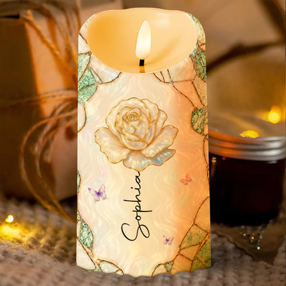 To My Granddaughter Always Remember Braver Stronger Smarter Rose And Butterflies - Personalized Custom LED Candle - GDT813_LECA