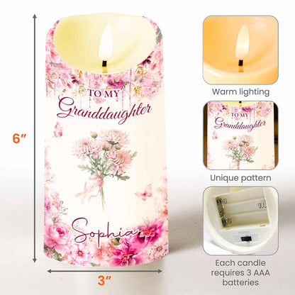 To My Granddaughter, Once Upon A Time, Custom Birth Month Flowers - Personalized Custom LED Candle - GDT814_LECA