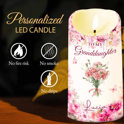 To My Granddaughter, Once Upon A Time, Custom Birth Month Flowers - Personalized Custom LED Candle - GDT814_LECA