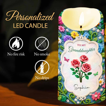 Once Upon A Time To My Granddaughter Lego Flowers And Butterflies - Personalized Custom LED Candle - GDT829_LECA
