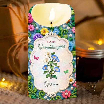 Once Upon A Time To My Granddaughter Lego Flowers And Butterflies - Personalized Custom LED Candle - GDT829_LECA