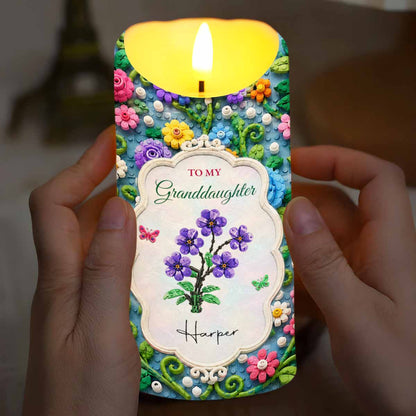 Once Upon A Time To My Granddaughter Lego Flowers And Butterflies - Personalized Custom LED Candle - GDT829_LECA