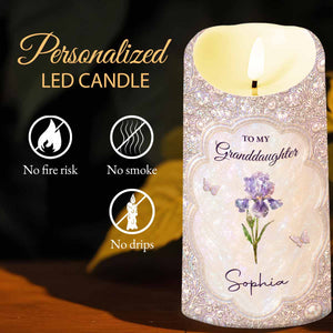 To My Granddaughter Once Upon A Time Birth Month Flower Butterfly - Personalized Custom LED Candle - GDT830_LECA