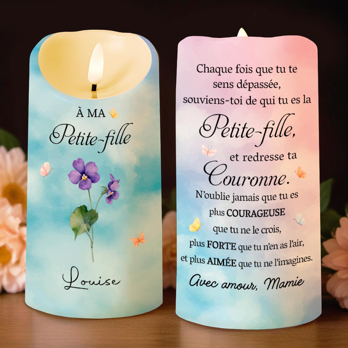 À MA Petite-fille Souviens-toi De Qui Tu Es Birth Month Flowers Crown - Personalized Custom LED Candle - GDT838_LECA
