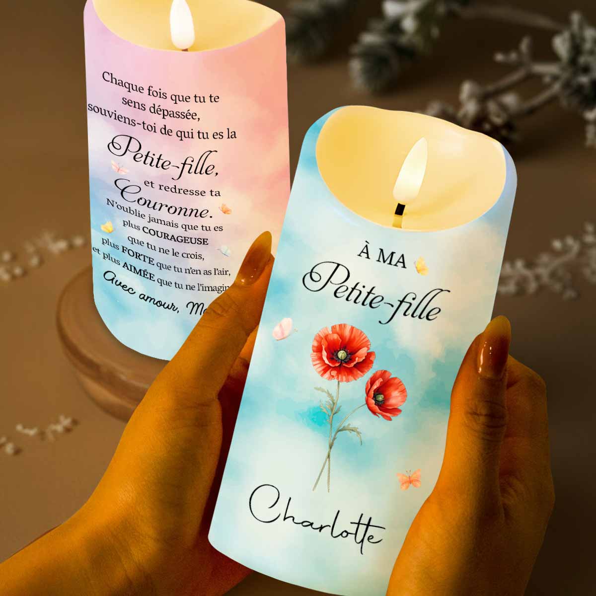 À MA Petite-fille Souviens-toi De Qui Tu Es Birth Month Flowers Crown - Personalized Custom LED Candle - GDT838_LECA
