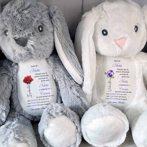 Para Mi Nieta Valiente Fuerte Y Amada Birth Month Flower - Personalized Stuffed Bunny - GDT839_BUN