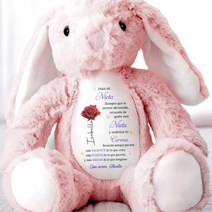 Para Mi Nieta Valiente Fuerte Y Amada Birth Month Flower - Personalized Stuffed Bunny - GDT839_BUN