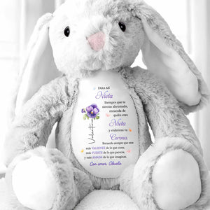 Para Mi Nieta Valiente Fuerte Y Amada Birth Month Flower - Personalized Stuffed Bunny - GDT839_BUN