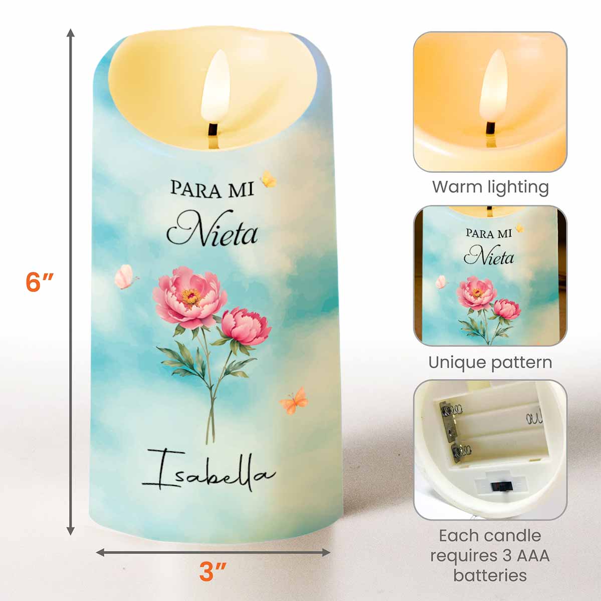 Para Mi Nieta Siempre Que Te Sientas Abrumada Flower And Butterflies - Personalized Custom LED Candle - GDT839_LECA