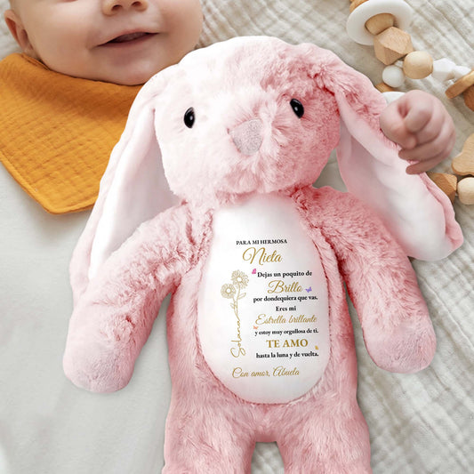 Para Mi Hermosa Nieta Birth Month Flowers And Butterflies - Personalized Stuffed Bunny - GDT840_BUN