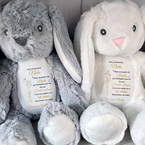 Para Mi Hermosa Nieta Birth Month Flowers And Butterflies - Personalized Stuffed Bunny - GDT840_BUN