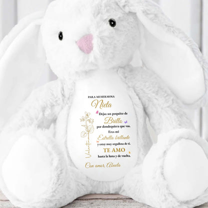 Para Mi Hermosa Nieta Birth Month Flowers And Butterflies - Personalized Stuffed Bunny - GDT840_BUN