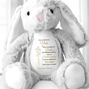 Para Mi Hermosa Nieta Birth Month Flowers And Butterflies - Personalized Stuffed Bunny - GDT840_BUN