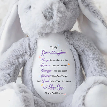 To My Granddaughter Always Remember Braver Smarter Loved Butterflies - Personalized Stuffed Bunny - GDT852_BUN