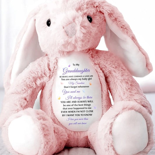 To My Granddaughter Be Brave Have Courage Love Life Butterfly - Personalized Stuffed Bunny - GDT853_BUN