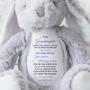 To My Granddaughter Be Brave Have Courage Love Life Butterfly - Personalized Stuffed Bunny - GDT853_BUN
