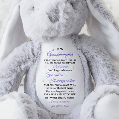 To My Granddaughter Be Brave Have Courage Love Life Butterfly - Personalized Stuffed Bunny - GDT853_BUN