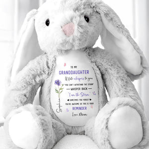 To My Granddaughter If Fate Whispers With Birth Month Flowers - Personalized Stuffed Bunny - GDT856_BUN