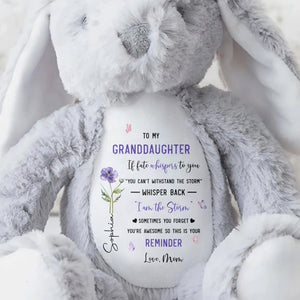 To My Granddaughter If Fate Whispers With Birth Month Flowers - Personalized Stuffed Bunny - GDT856_BUN