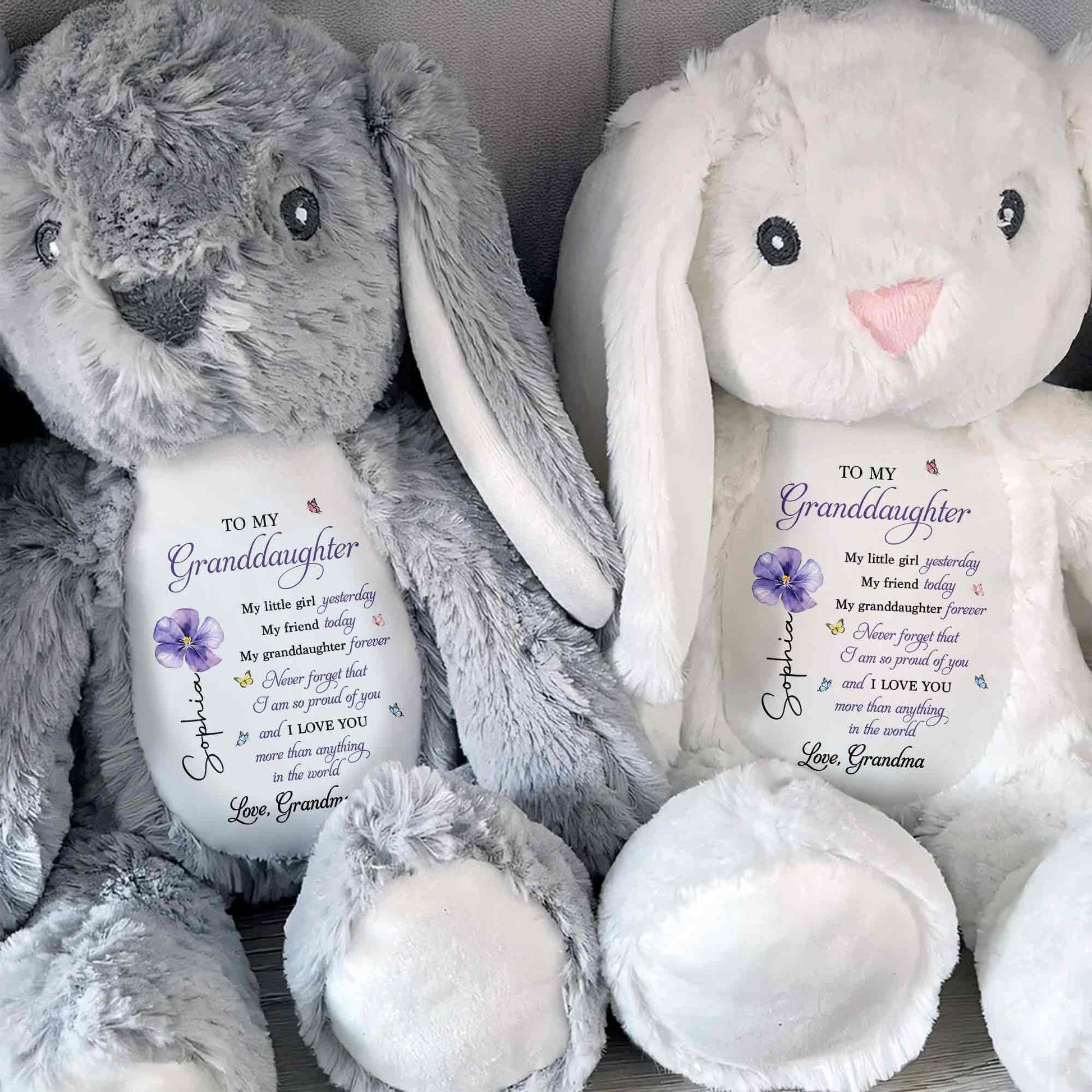To My Granddaughter My Little Girl Yesterday Flower Butterfly - Personalized Stuffed Bunny - GDT858_BUN