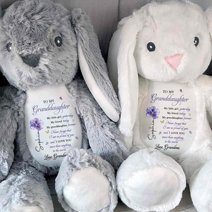 To My Granddaughter My Little Girl Yesterday Flower Butterfly - Personalized Stuffed Bunny - GDT858_BUN