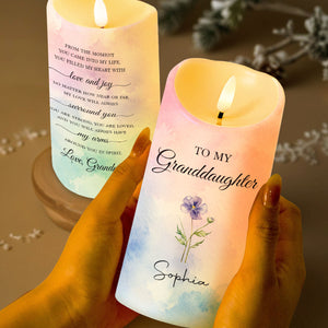 To My Granddaughter From The Moment Birth Month Flower - Personalized Custom LED Candle - GDT864_LECA