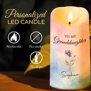 To My Granddaughter From The Moment Birth Month Flower - Personalized Custom LED Candle - GDT864_LECA