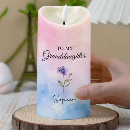To My Granddaughter From The Moment Birth Month Flower - Personalized Custom LED Candle - GDT864_LECA