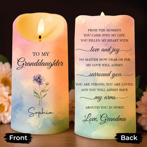 To My Granddaughter From The Moment Birth Month Flower - Personalized Custom LED Candle - GDT864_LECA