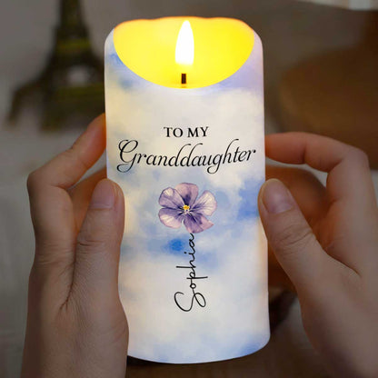 To My Granddaughter Even When I Am Not Close By Birth Month Flower - Personalized Custom LED Candle - GDT865_LECA