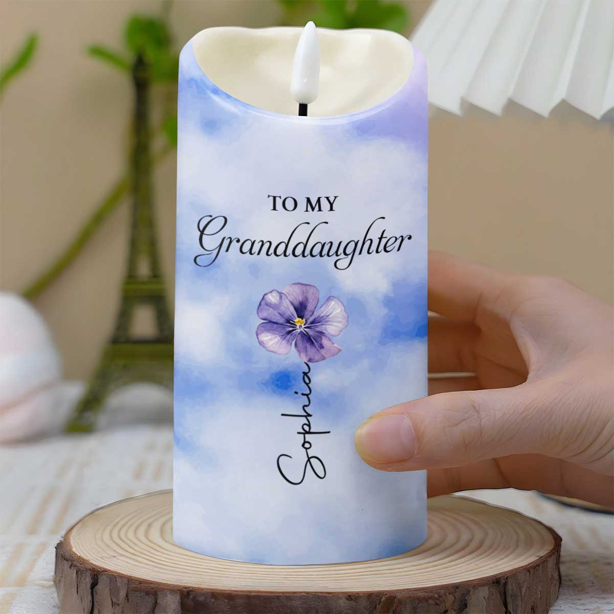 To My Granddaughter Even When I Am Not Close By Birth Month Flower - Personalized Custom LED Candle - GDT865_LECA