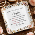 To My Granddaughter Always Remember Braver Stronger Smarter Leopard Flower - Personalized Custom Jewelry Dish, Ceramic Dish, Square Shape - GDT878_SCRF