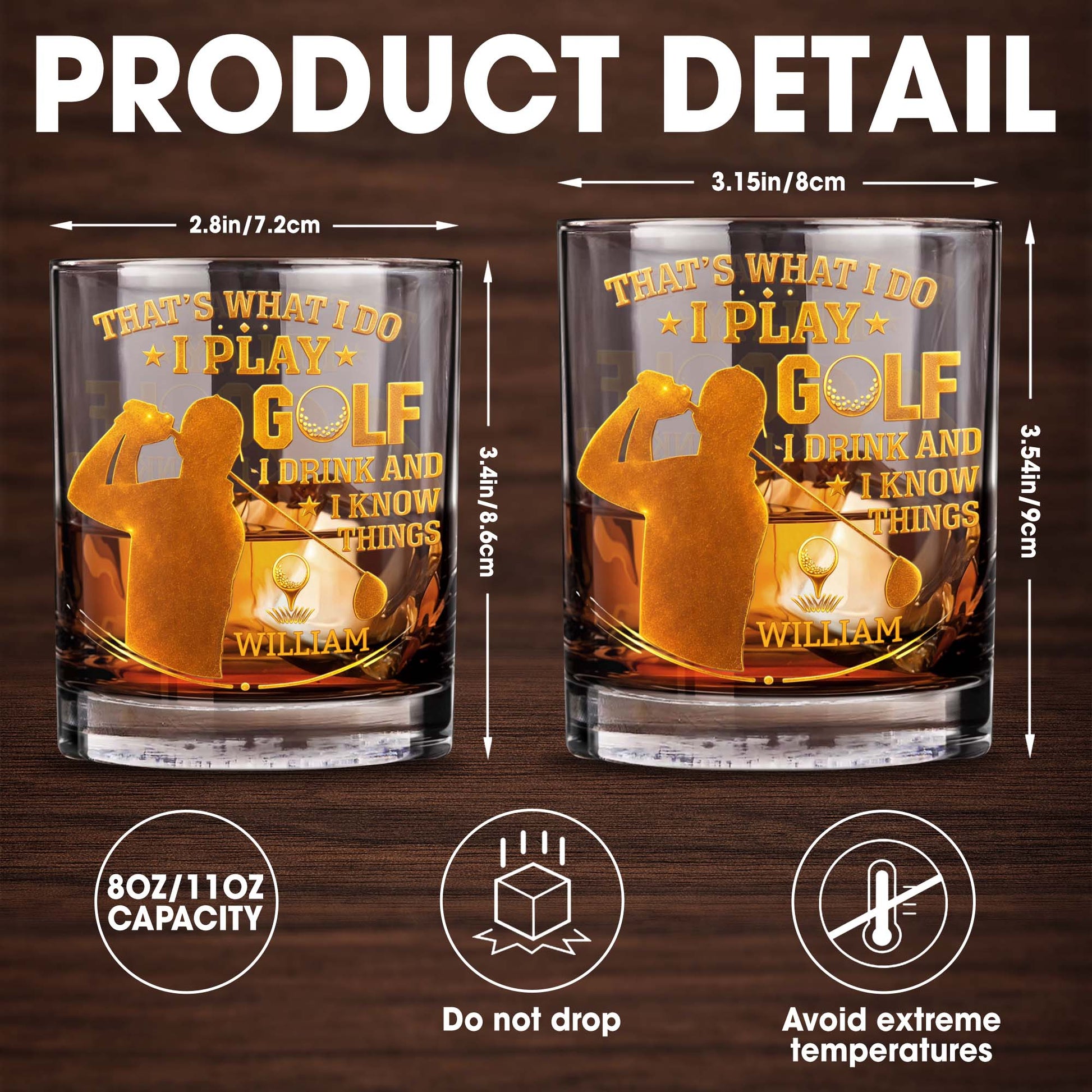 That's What I Do I Play Golf I Drink And I Know Things - Personalized Custom Whiskey Glass - GOLF014_RWG