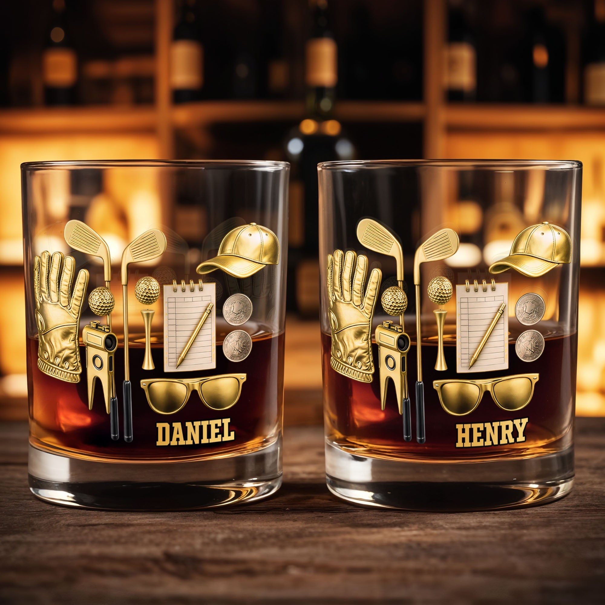 A Perfect Day On The Course Golf Clubs And Gear - Personalized Custom Whiskey Glass - GOLF018_RWG