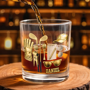 A Perfect Day On The Course Golf Clubs And Gear - Personalized Custom Whiskey Glass - GOLF018_RWG