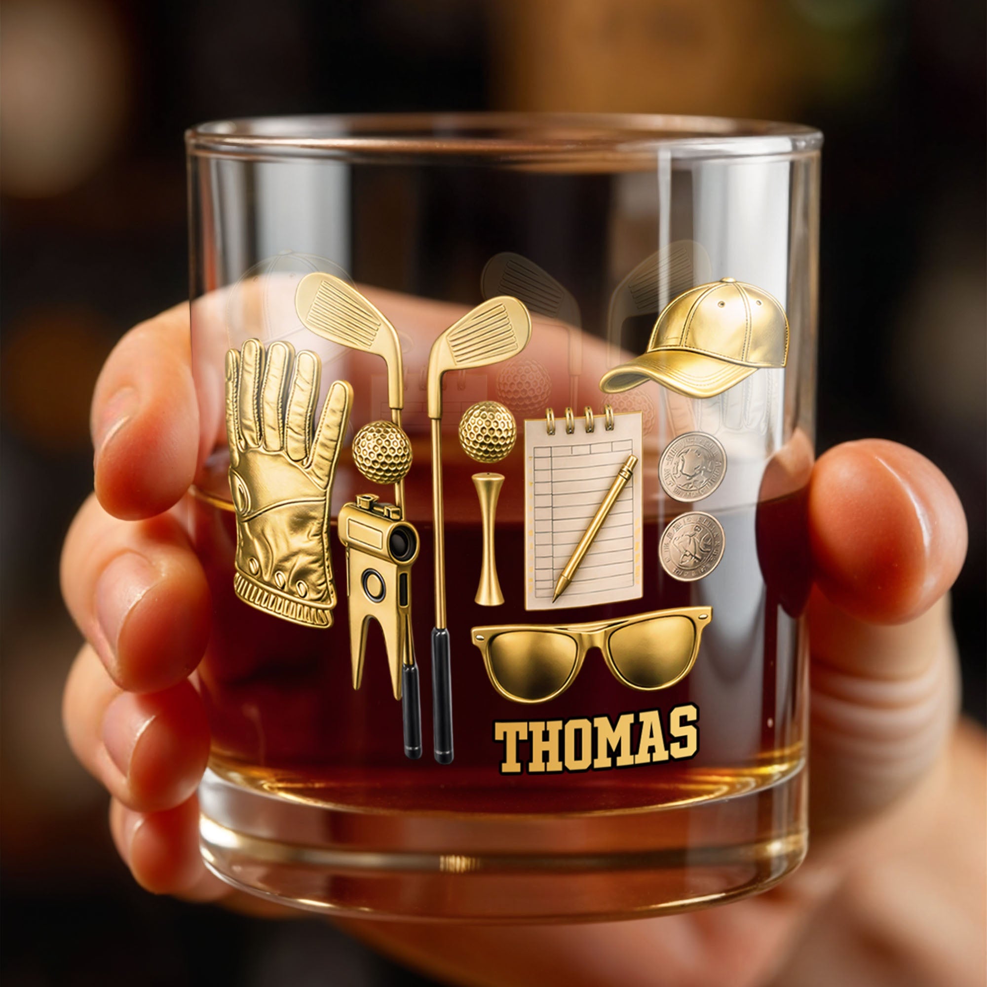 A Perfect Day On The Course Golf Clubs And Gear - Personalized Custom Whiskey Glass - GOLF018_RWG