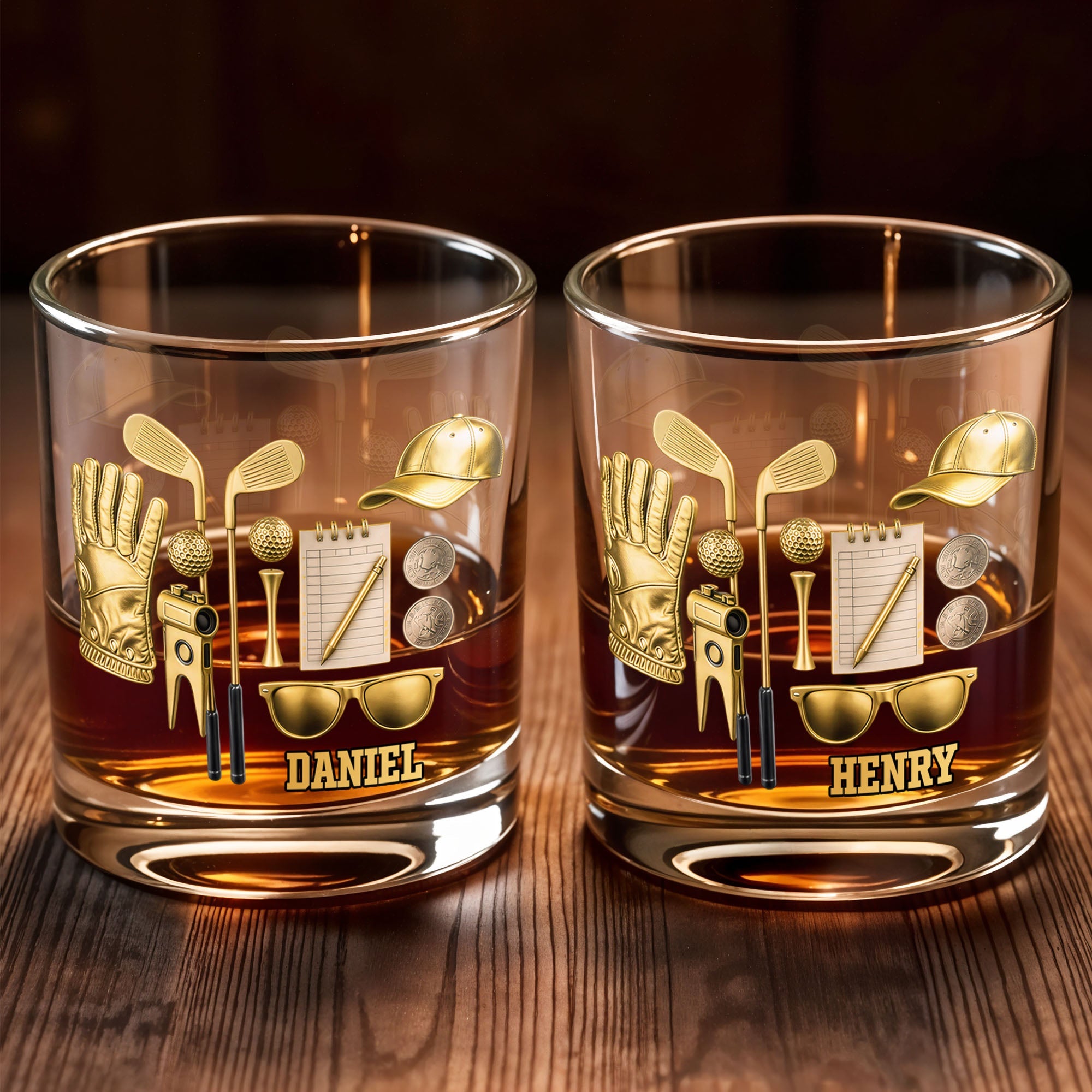 A Perfect Day On The Course Golf Clubs And Gear - Personalized Custom Whiskey Glass - GOLF018_RWG