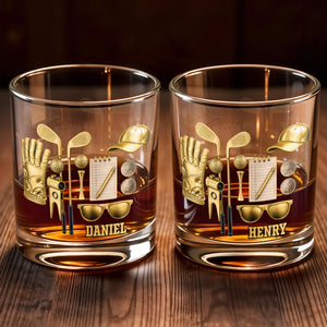 A Perfect Day On The Course Golf Clubs And Gear - Personalized Custom Whiskey Glass - GOLF018_RWG