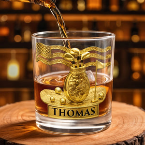 American Golf Legend With Golf Bag And Clubs - Personalized Custom Whiskey Glass - GOLF020_RWG