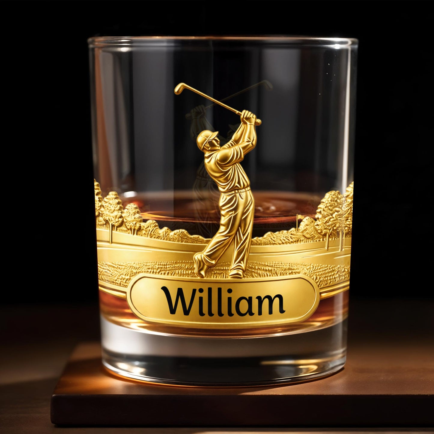 A Master On The Course Golfer With Golf Club Relief - Personalized Custom Whiskey Glass - GOLF023_RWG