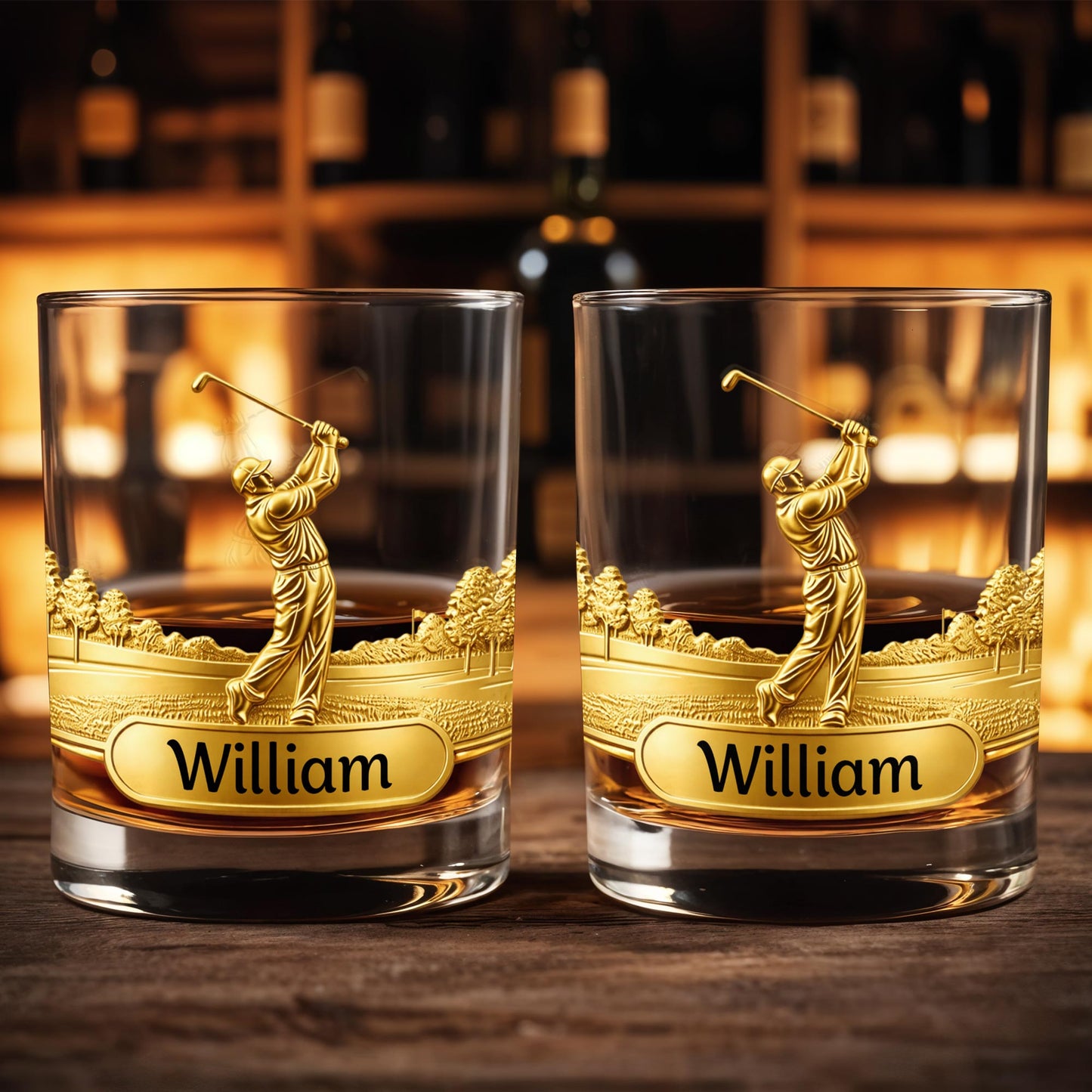 A Master On The Course Golfer With Golf Club Relief - Personalized Custom Whiskey Glass - GOLF023_RWG