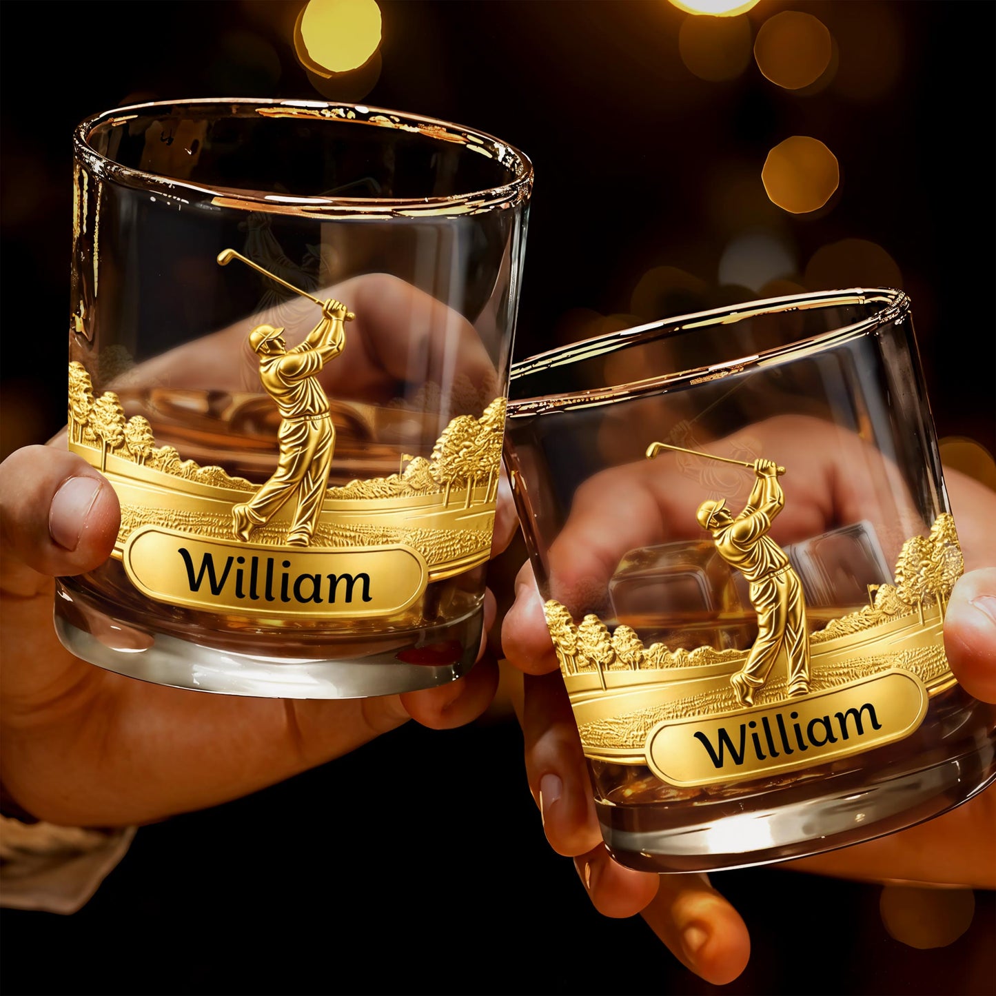 A Master On The Course Golfer With Golf Club Relief - Personalized Custom Whiskey Glass - GOLF023_RWG