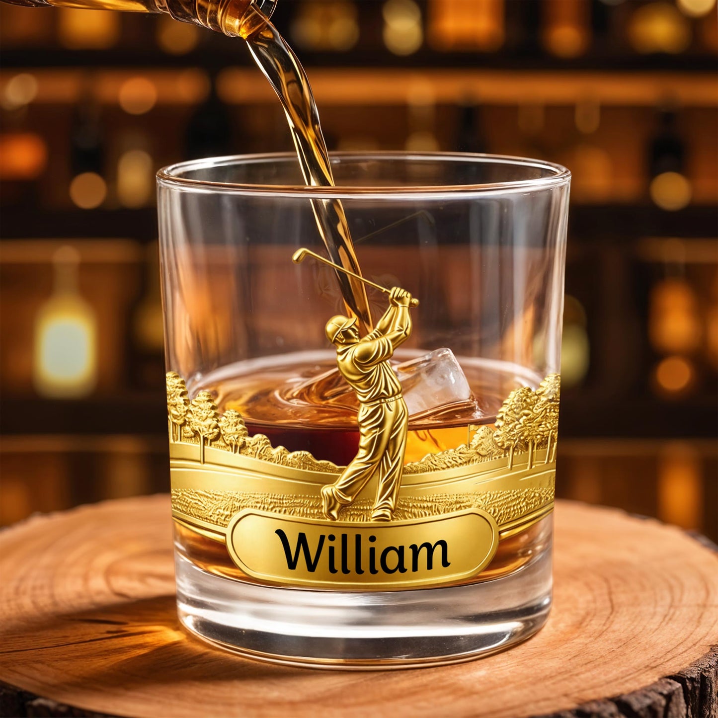 A Master On The Course Golfer With Golf Club Relief - Personalized Custom Whiskey Glass - GOLF023_RWG