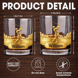 A Master On The Course Golfer With Golf Club Relief - Personalized Custom Whiskey Glass - GOLF023_RWG