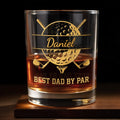 Best Dad By Par With Golf Ball And Clubs Design - Personalized Custom Whiskey Glass - GOLF040_RWG