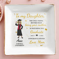 To My Daughter, The Only Thing Better Than Being Your Mother Is Watching You Graduate, Graduation Cap and Diploma - Personalized Custom Jewelry Dish, Square Ceramic Dish - GRAD039_SCRD